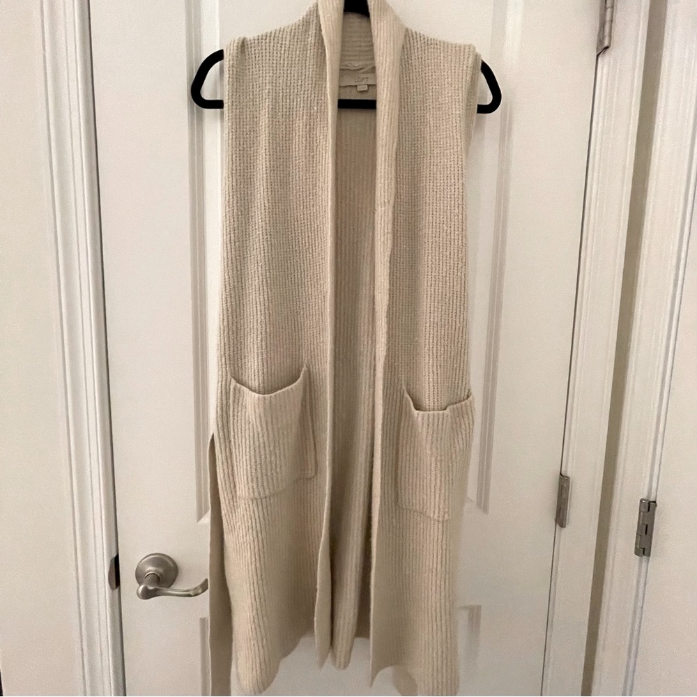 sleeveless belted cardigan